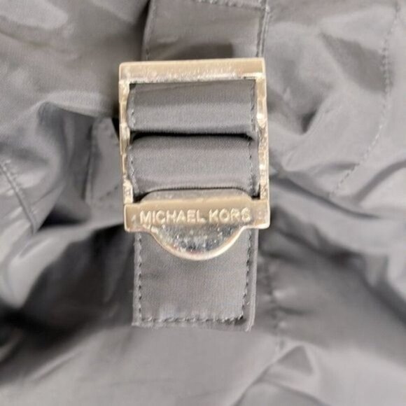 Michael Micheal Kors Gray Puffer Coat Mid Length Waterproof Hood Faux Fur Large - Picture 9 of 10
